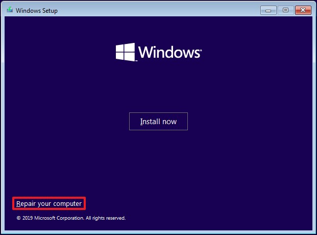 La configuración de Windows 10 repara la opción de tu computadora
