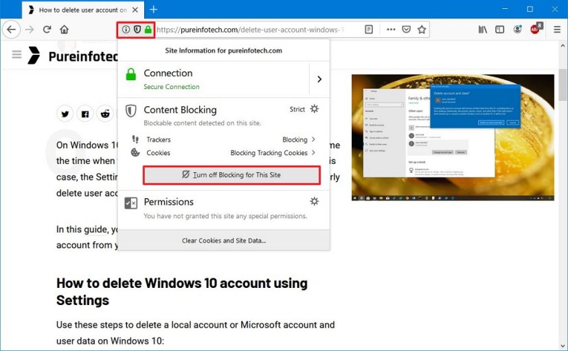 Desactivar el bloqueo de sitios en Firefox