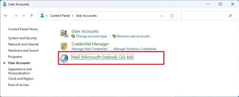 Panel de control de correo (Microsoft Outlook)