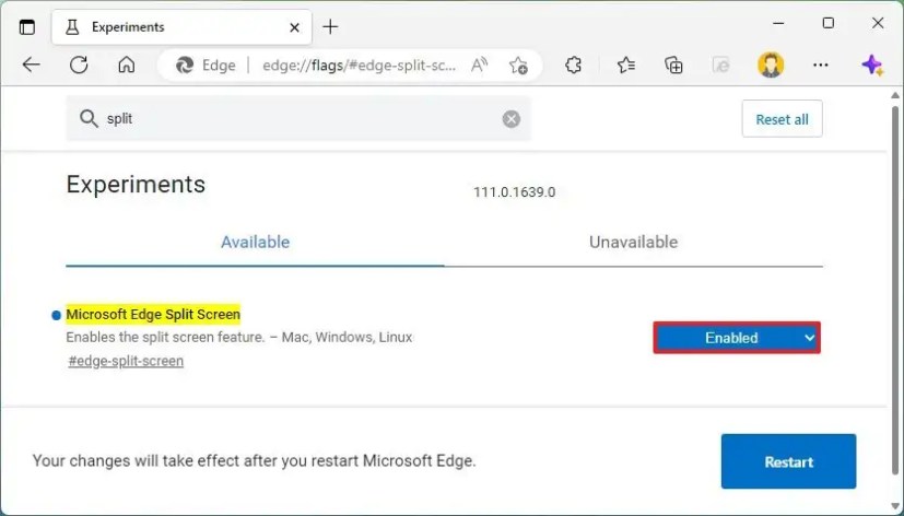 Microsoft Edge activa la función de pantalla dividida
