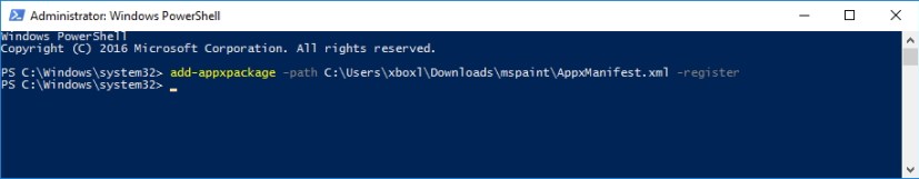 Comando de PowerShell para instalar el paquete appx sin firmar en Windows 10