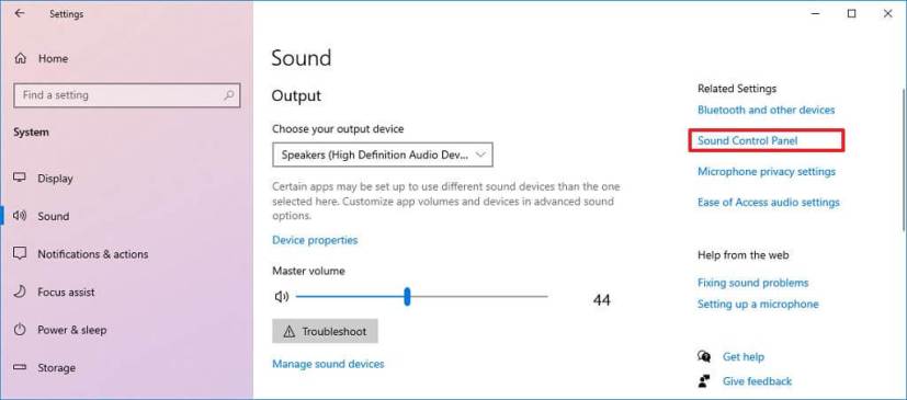 Configuración de sonido en Windows 10
