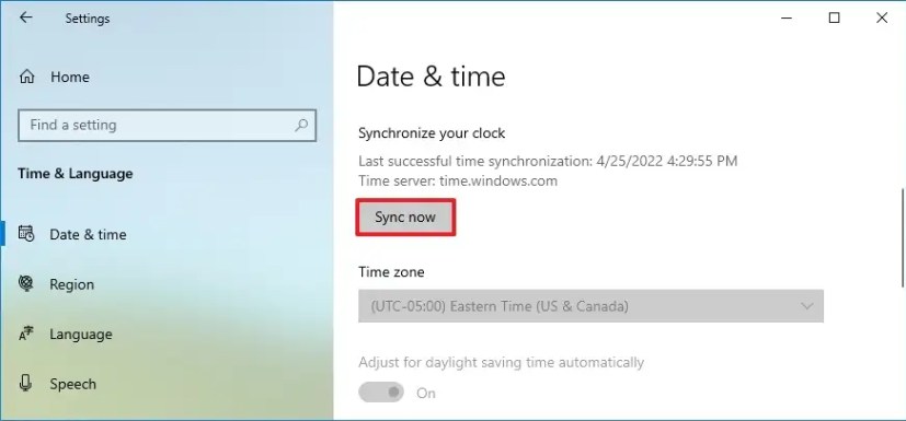 Windows 10 sincroniza la fecha y la hora manualmente