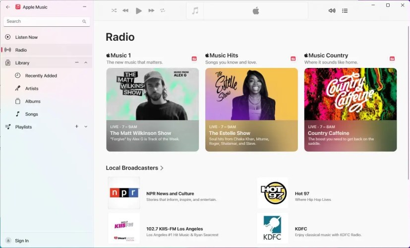 Aplicación de música de Apple