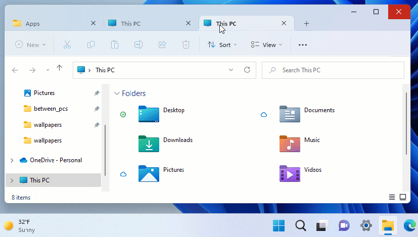 File Explorer tabs re-arrange